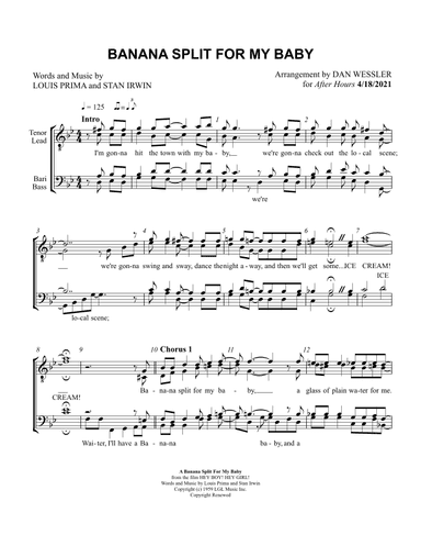 A Banana Split For My Baby (arr. Dan Wessler)
