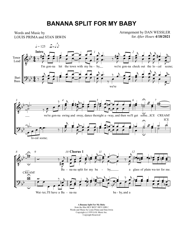 A Banana Split For My Baby (arr. Dan Wessler)