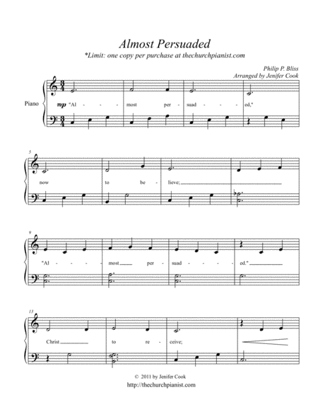 Almost Persuaded (arr. Arranged by Jenifer Cook)