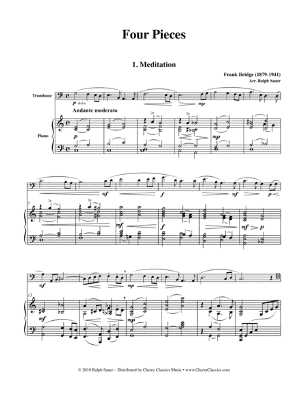 Four Pieces for Trombone & Piano (arr. Sauer, Ralph)