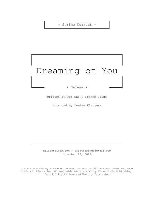 Dreaming Of You (arr. Denise Flatness)