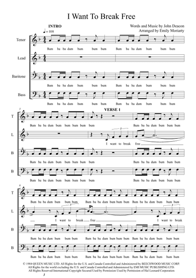 I Want To Break Free (arr. Emily Maree Moriarty)
