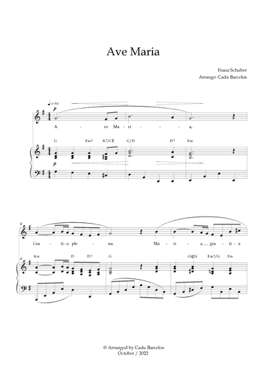 Ave Maria - Schubert G Major Chords (arr. Cadu Barcelos)
