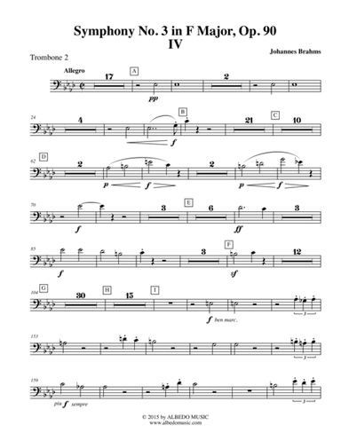 Brahms Symphony No. 3, Movement IV - Trombone in Bass Clef 2 (Transposed Part), Op. 90 (arr. Doug Clyde)