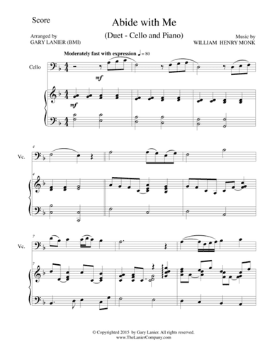 ABIDE WITH ME (Duet – Cello and Piano/Score and Parts) (arr. Gary Lanier)