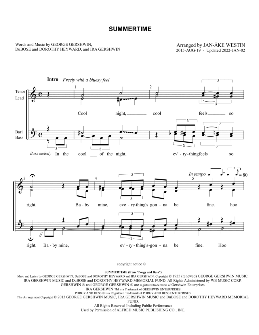 Summertime (arr. Jan-Ake Westin)