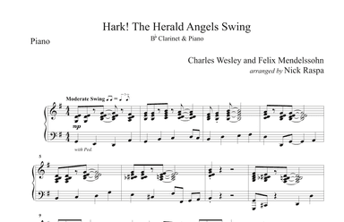 Hark! The Herald Angels Swing - (B Flat Clarinet & Piano) - piano part (arr. Nick Raspa)