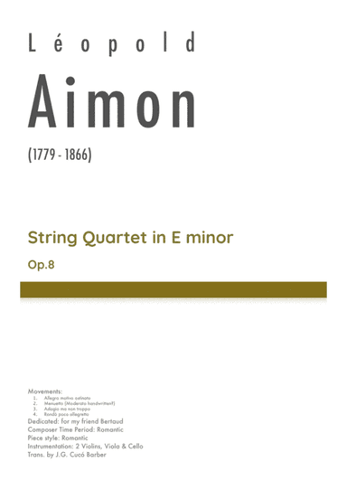 Aimon - String Quartet in E minor, Op.8 (arr. J.G. Cucó Barber)