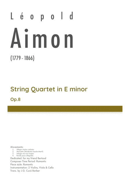 Aimon - String Quartet in E minor, Op.8 (arr. J.G. Cucó Barber)