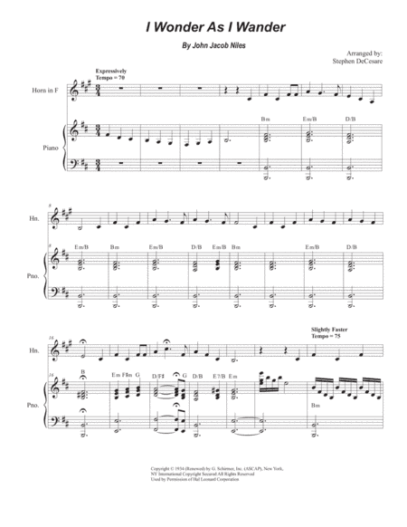 I Wonder As I Wander (arr. Stephen DeCesare)