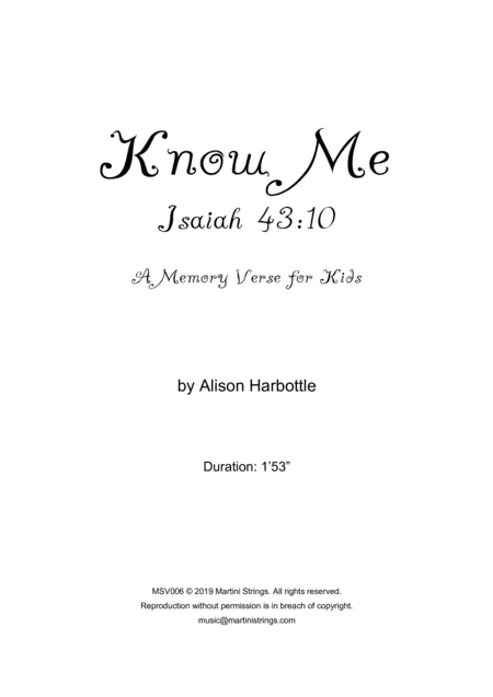 "Know Me" - Isaiah 43:10 memory verse