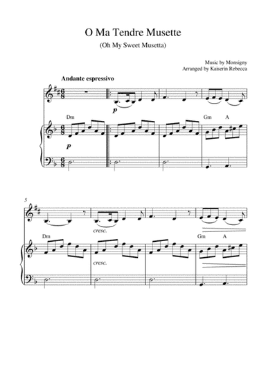 O Ma Tendre Musette (Oh My Sweet Musetta) (alto saxophone solo and piano accompaniment) (arr. Kaiserin Rebecca)