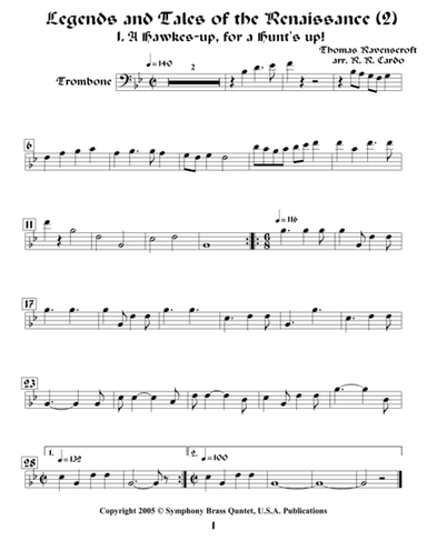 Legends & Tales of the Renaissance II (of Romance) - 1. A Hawkes-up for a Hunts-up! (Trombone) (arr. R.R.Cardo)