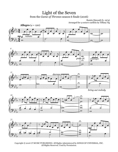Light Of The Seven (arr. Tiffany Ng)