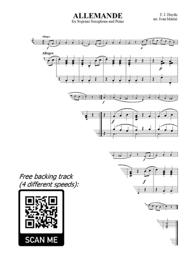 ALLEMANDE by F. J. Haydn for Soprano Sax and Piano (arr. Ivan Marini)