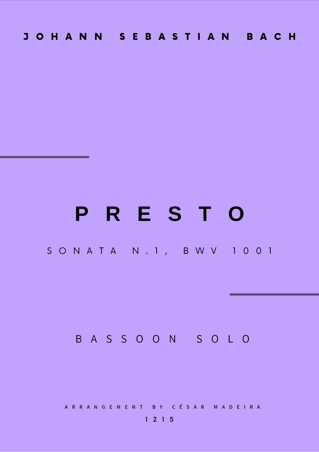 Presto from Sonata No.1, BWV 1001 - Bassoon Solo (Full Score) (arr. César Madeira)