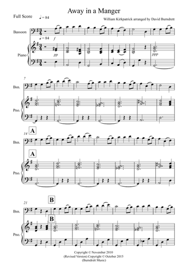 Away in a Manger for Bassoon and Piano (arr. David Burndrett)