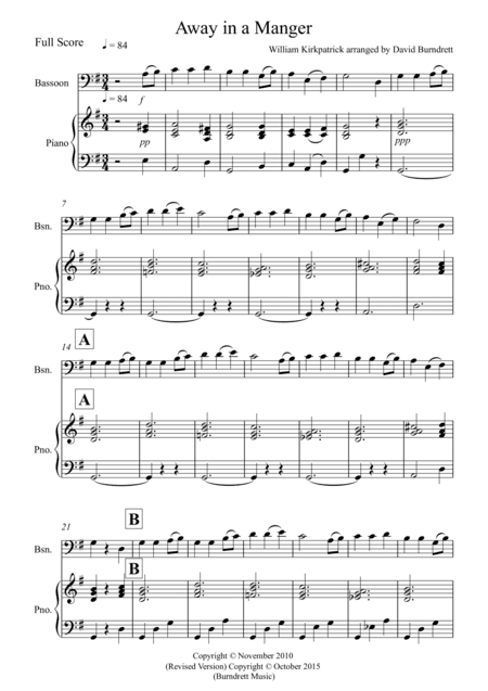 Away in a Manger for Bassoon and Piano (arr. David Burndrett)