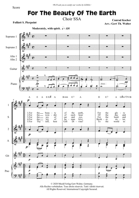 For The Beauty Of The Earth (arr. Gert Th. Walter)