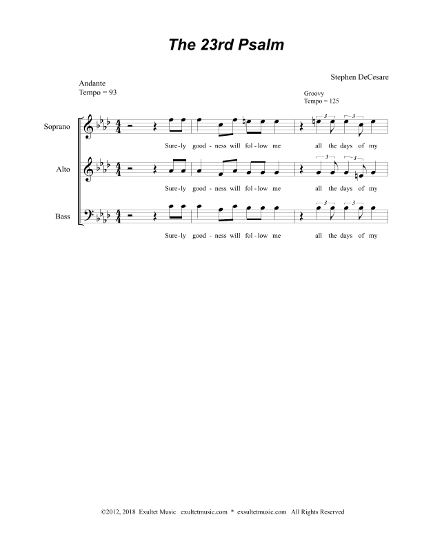 The 23rd Psalm (SAB - Alternate Version)