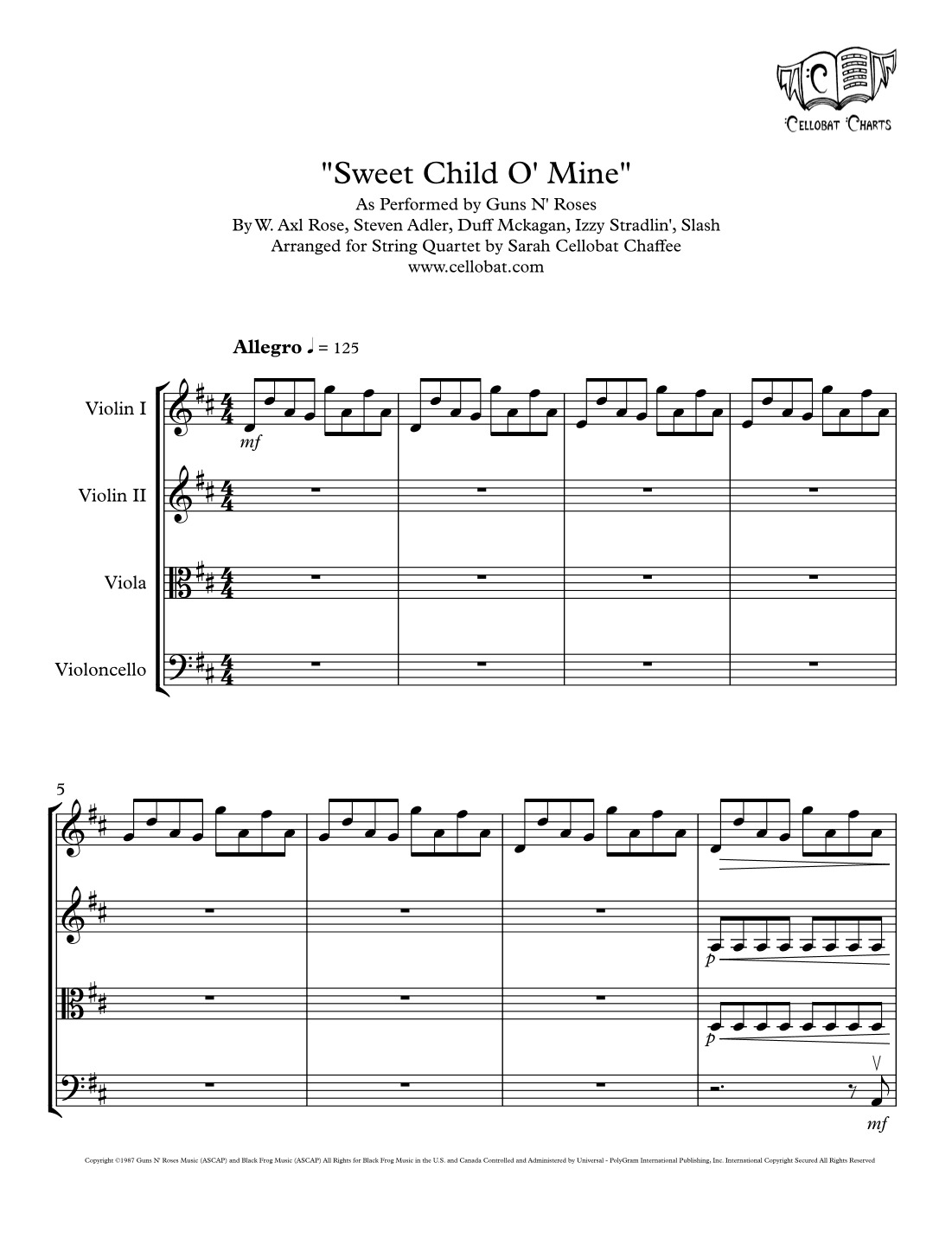 Sweet Child O' Mine (arr. Sarah Cellobat Chaffee)