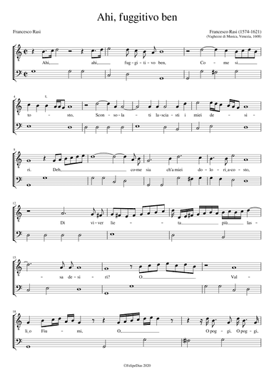 Ahi fuggitivo ben (arr. Early Music Scores)