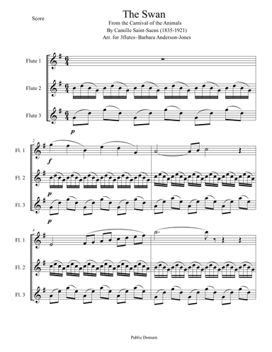 The Swan (from Carnival of the Animals) - Score Only (arr. Barbara Anderson-Jones)