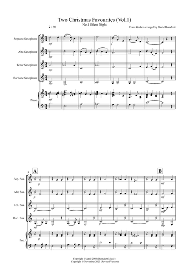 2 Christmas Favourites for Saxophone Quartet (volume one) (arr. David Burndrett)