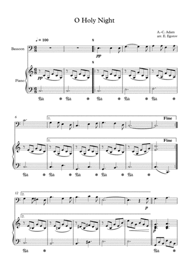 O Holy Night, Adolphe-Charles Adam, For Bassoon & Piano (arr. Eugene Egorov)