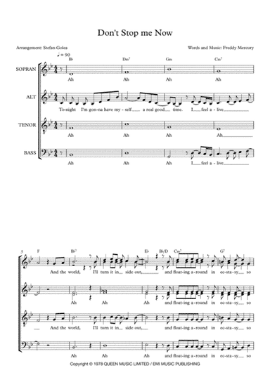 Don't Stop Me Now (arr. Stefan Golea)