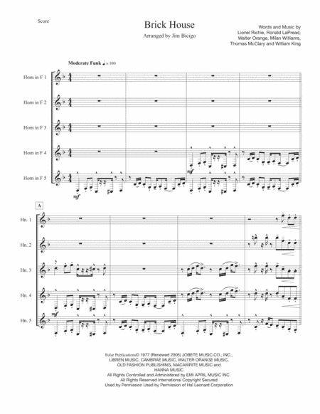 Brick House (arr. Jim Bicigo)