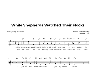 While Shepherds Watched Their Flocks (Key of E-Flat Major) (arr. R. Salvario)