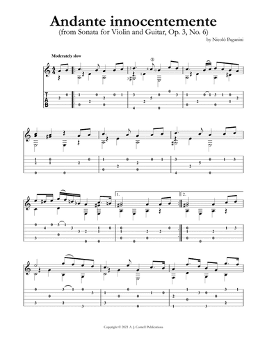 Andante innocentemente (from Sonata for Violin and Guitar, Op. 3, No. 6) (arr. Mark Phillips)