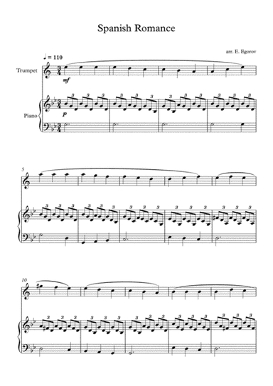 Spanish Romance, For Trumpet & Piano (arr. Eugene Egorov)