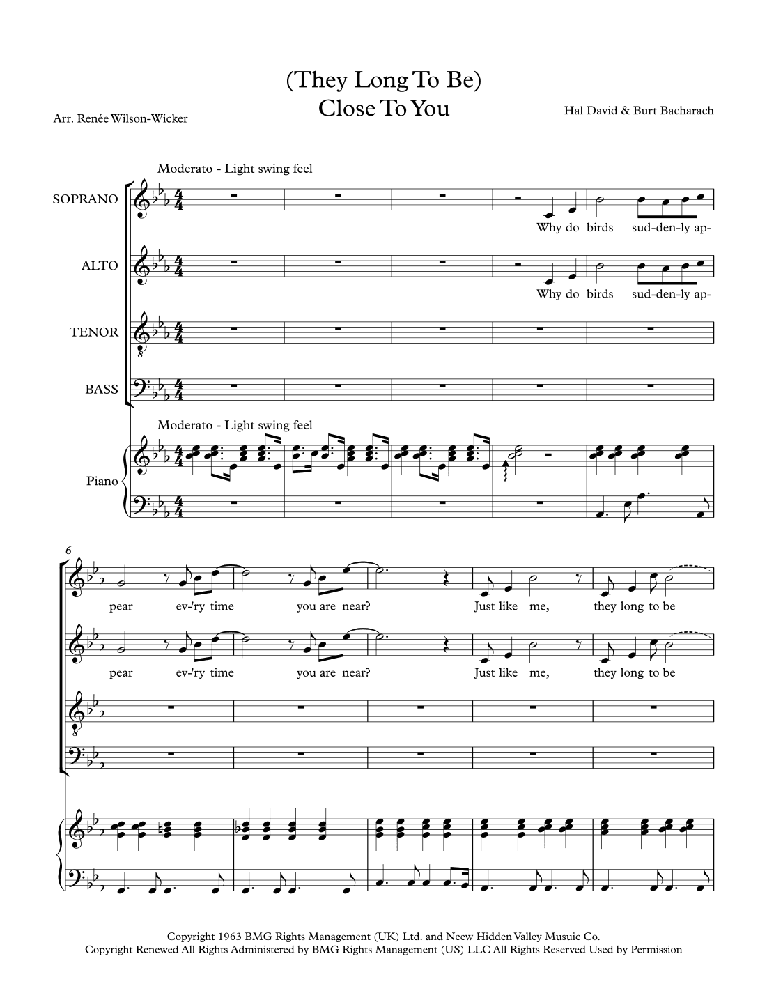 (they Long To Be) Close To You (arr. Renée Wilson-Wicker)