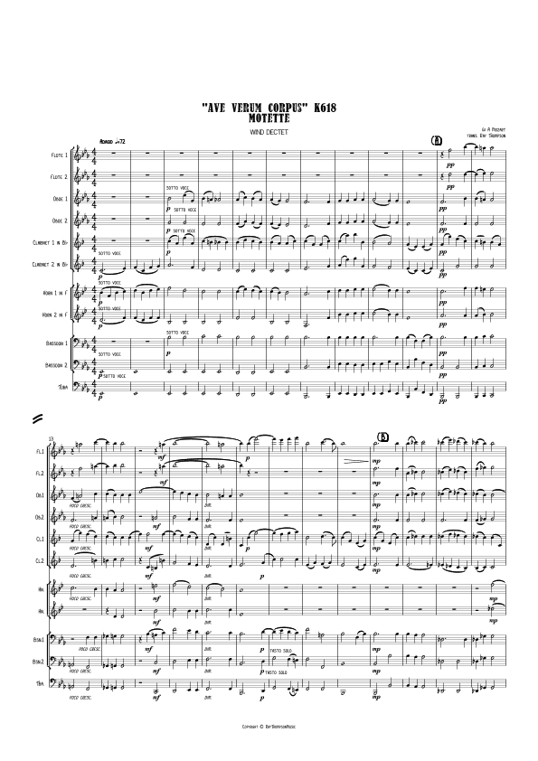 Mozart: Motet "Ave Verum Corpus" K618 - wind dectet (arr. Ray Thompson)
