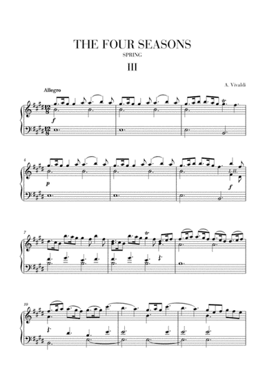 VIVALDI: The Four Seasons - Spring - 3rd mov. - Advanced Intermediate Piano (arr. Cadenza Editions)