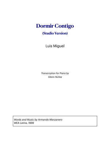 Dormir Contigo (arr. Glenn Núñez)