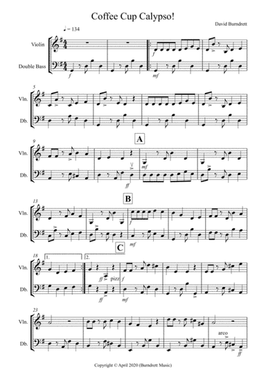 Coffee Cup Calypso! for Violin and Double Bass