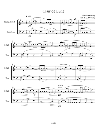 Clair de Lune (Trumpet and Trombone Duet) (arr. B. C. Dockery)
