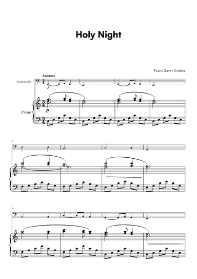 Franz Xaver Gruber - Holy Night (for Cello and Piano) (arr. Cadenza Editions)