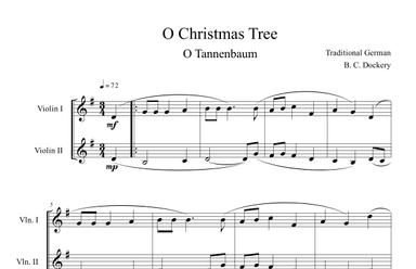 O Christmas Tree (O Tannenbaum) for Violin Duet (arr. B. C. Dockery)