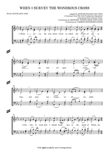 When I survey the wondrous cross (four-verse hymn) (arr. Geoffrey Turton Shaw, Andrew Henderson)