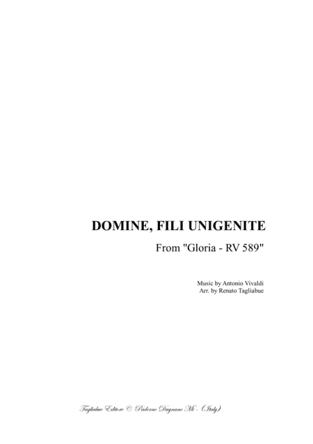 DOMINE FILI UNIGENITE - From "Gloria - RV 589 - Vivaldi" - Arr. for SATB Choir and Organ (arr. Renato Tagliabue)