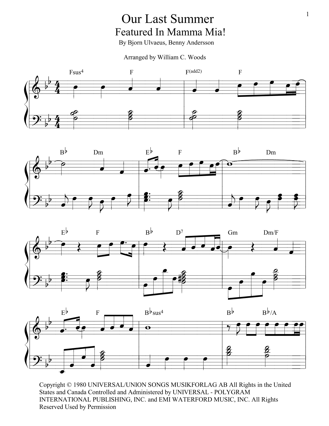 Our Last Summer (arr. William C. Woods)
