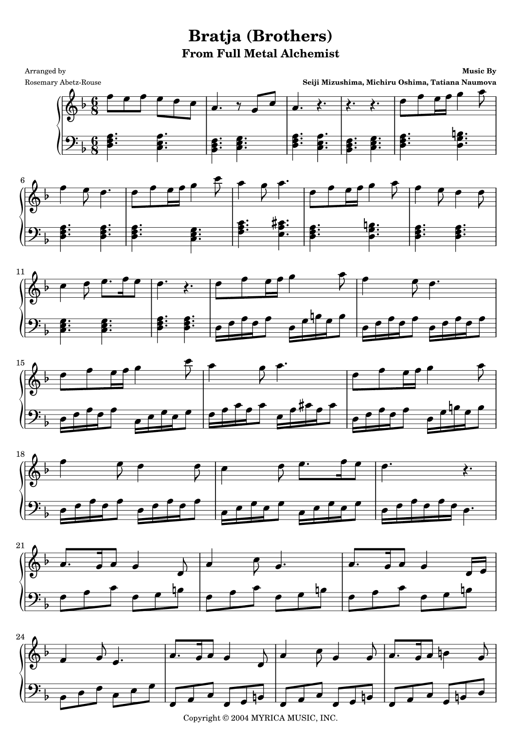 Bratja (brothers) (arr. Rosemary Abetz-Rouse)