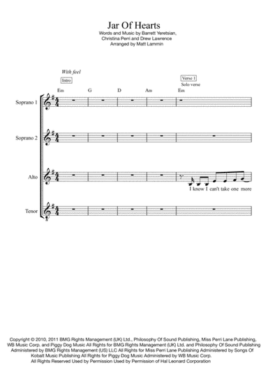 Jar Of Hearts (arr. Matt Lammin)