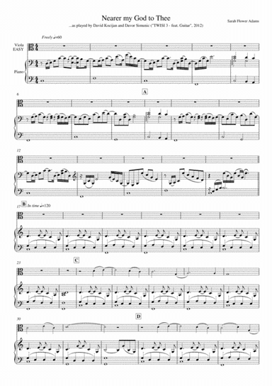 Nearer my God to Thee (piano & viola) - EASY (arr. David Kocijan & Davor Simunic)
