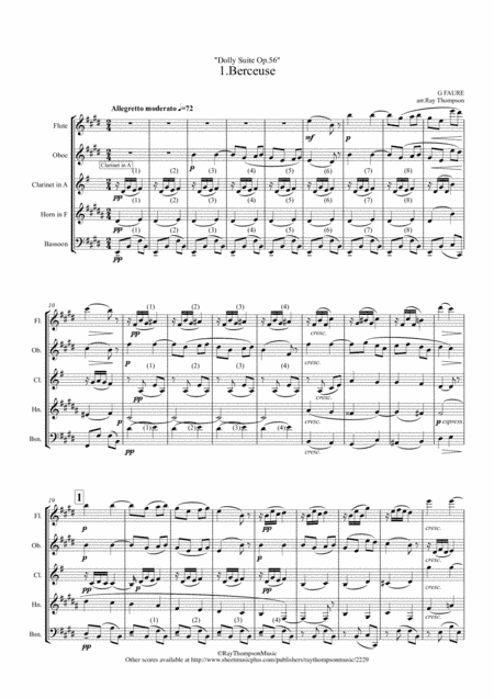 Fauré: Dolly Suite Op.56 Complete - wind quintet (arr. Ray Thompson)