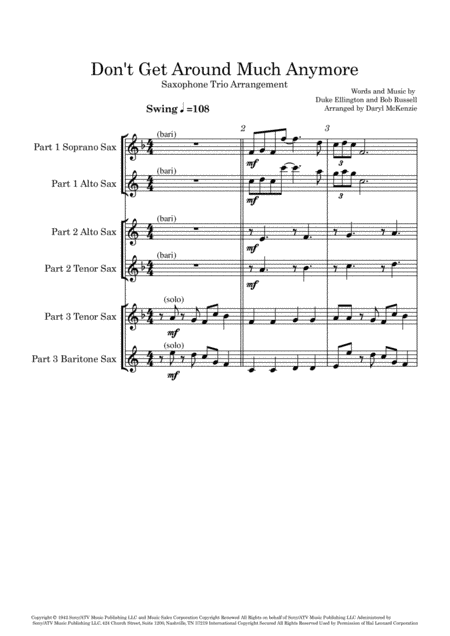 Don't Get Around Much Anymore (arr. Daryl McKenzie)